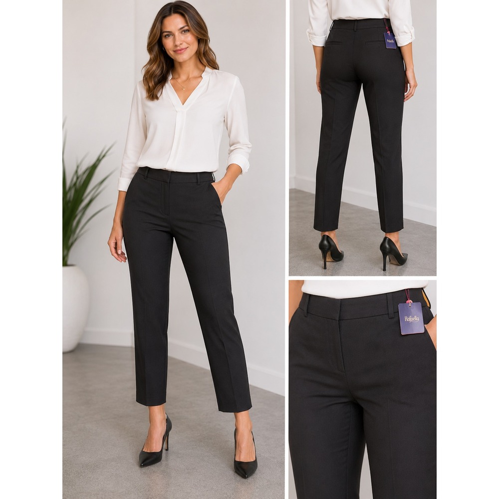 New Rafaella Womens Curvy Slim Leg Dress Pants Charcoal Gray Size 8 Stretch NWT